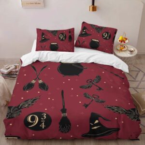 Alternative view of Magical Things Harry Potter Symbols Nimbus 2000 Sorting Hat Duvet Cover