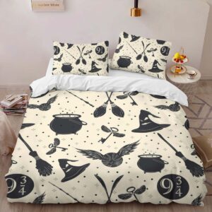Alternative view of Magical Things Harry Potter Symbols Sorting Hat Platform Golden Snitch Duvet Cover