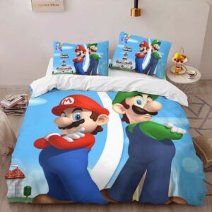 Alternative view of Mario and Luigi Super Mario 3 Duvet Cover