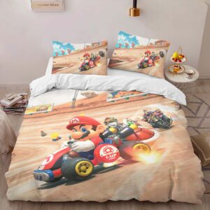 Alternative view of Mario in Mario Kart World 3 Duvet Cover