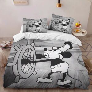 Alternative view of Mickey Mouse on a boat Duvet Cover