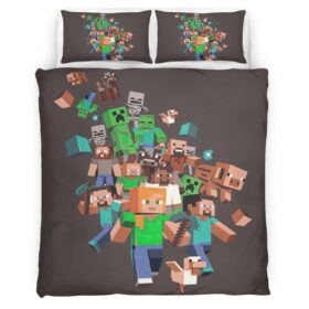 Minecraft All Characters Steve Creeper Pig Zombie Villagers Duvet Cover