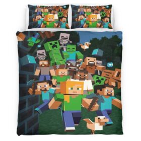 Minecraft All Characters Villains and Good Characters Duvet Cover