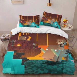 Alternative view of Minecraft Character in Nether Biome Pigmen Duvet Cover