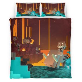 Minecraft Character in Nether Biome Pigmen Duvet Cover
