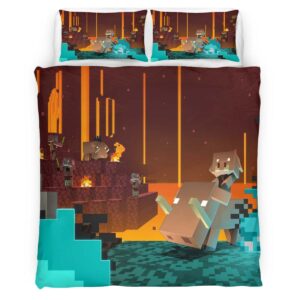 Minecraft Character in Nether Biome Pigmen Duvet Cover