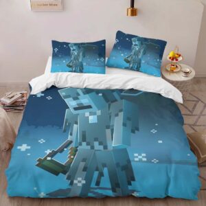 Alternative view of Minecraft Character in Tundra Biome Duvet Cover