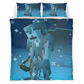 Minecraft Character in Tundra Biome Duvet Cover