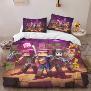 Alternative view of Minecraft Characters in Nether Biome Duvet Cover