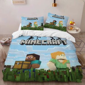 Alternative view of Minecraft Classic Steve with Alex Duvet Cover