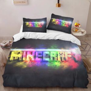 Alternative view of Minecraft Colorful Duvet Cover