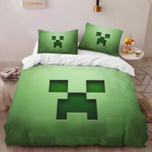 Alternative view of Minecraft Creeper Face Duvet Cover