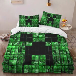 Alternative view of Minecraft Creeper Face 2 Duvet Cover