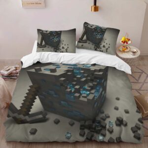 Alternative view of Minecraft Diamond Ore Duvet Cover