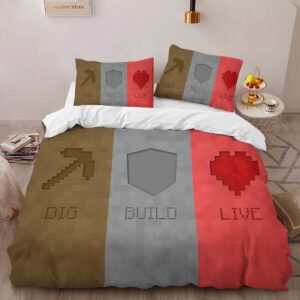 Alternative view of Minecraft Dig Build Live Duvet Cover