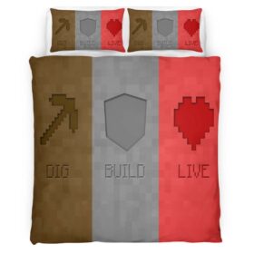Minecraft Dig Build Live Duvet Cover