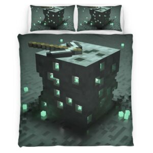 Minecraft Emerald Ore Duvet Cover