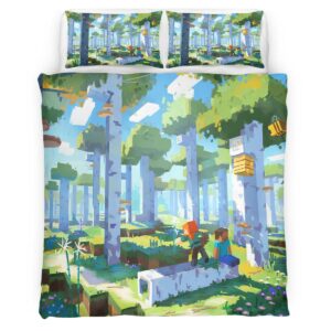 Minecraft Forest Biome Steve and Alex Duvet Cover