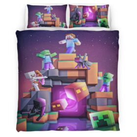 Minecraft Nether Biome Steve Fight Villains Duvet Cover