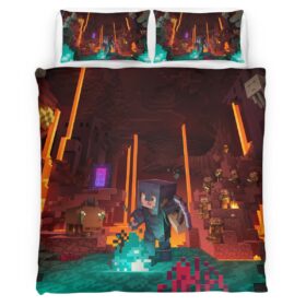 Minecraft Nether corruption biome Pigmen Netherrack Duvet Cover