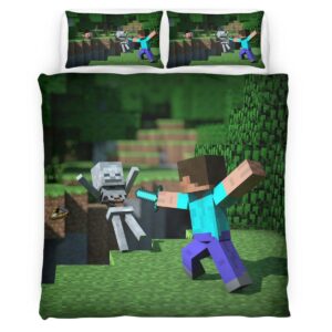 Minecraft Steve Fight The Enemy Duvet Cover