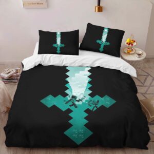 Alternative view of Minecraft Steve Sword Diamond Sword 2 Duvet Cover