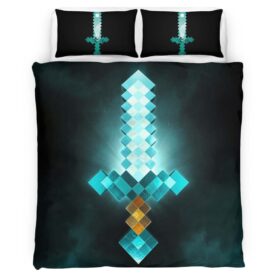 Minecraft Steve Sword Diamond Sword Duvet Cover