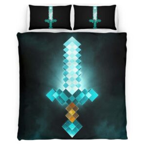 Minecraft Steve Sword Diamond Sword Duvet Cover