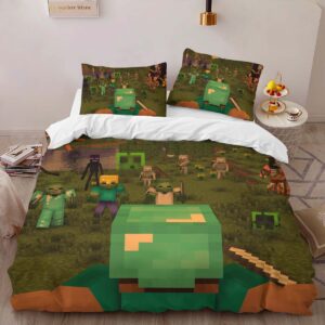 Alternative view of Minecraft Steve fights The Enemy Forces Duvet Cover