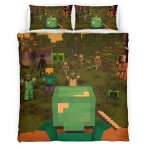 Minecraft Steve fights The Enemy Forces Duvet Cover