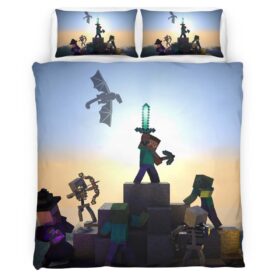 Minecraft Steve in The End Fight Enemy Duvet Cover