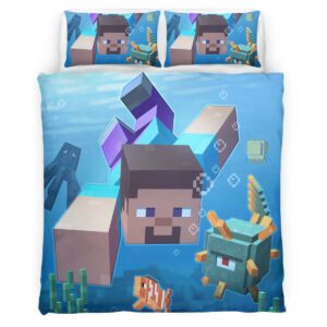 Minecraft Steve under Ocean Duvet Cover