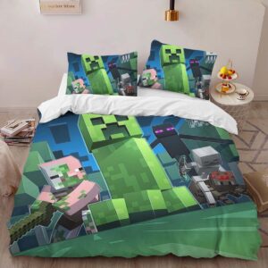 Alternative view of Minecraft Villain Creeper Spider Enderman Duvet Cover
