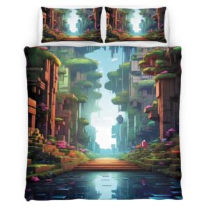 Minecraft world background Duvet Cover