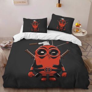 Alternative view of Minions Deadpool Duvet Cover