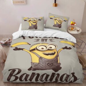 Alternative view of Minions Powered by Bananas! Duvet Cover