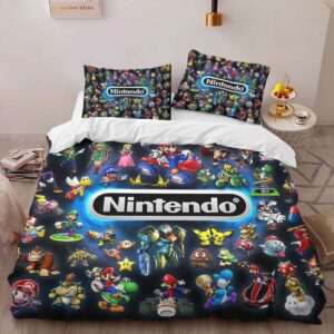 Alternative view of Nintendo Charaters in game Duvet Cover