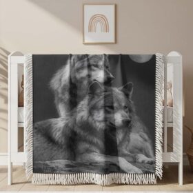 Odin’s two wolves Woven Blanket