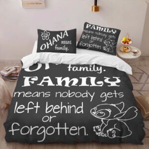 Alternative view of Ohana means family. Family means nobody gets left behind or forgotten Duvet Cover