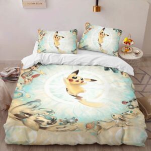 Alternative view of Pikachu And Eevee Evolutions Pokemon Duvet Cover