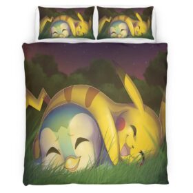 Pikachu And Pochama Pokemon Duvet Cover