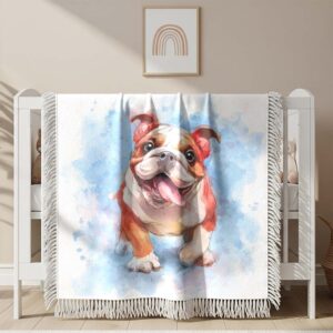 Playful watercolorstyle Bulldog Woven Blanket