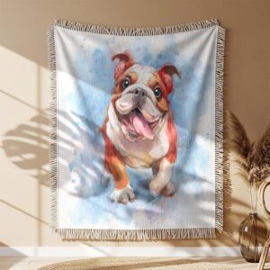 Alternative view of Playful watercolorstyle Bulldog Woven Blanket