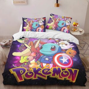 Alternative view of Pokemon Marvel Characters Duvet Cover