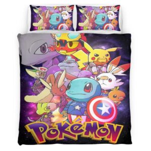 Pokemon Marvel Characters Duvet Cover