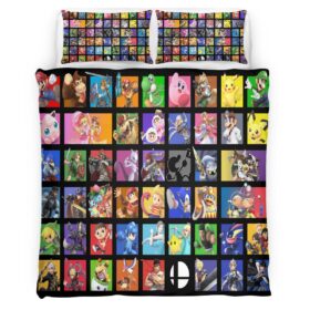 Pokemon Pikachu and All Characters in Nintendo Game Duvet Cover
