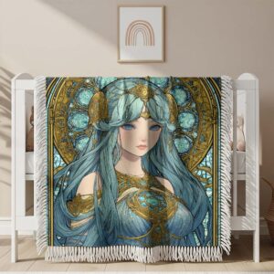 Princess stained glass style Woven Blanket