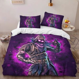 Alternative view of Raven Violet Neon Light Skin Fortnite 07 Duvet Cover