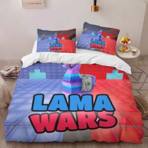 Alternative view of Red vs Blue Lama Wars Duvet Cover
