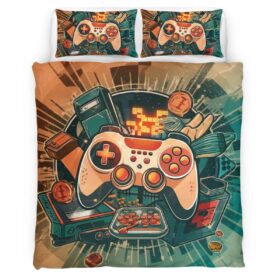 Retro Vintage Control Gaming Duvet Cover